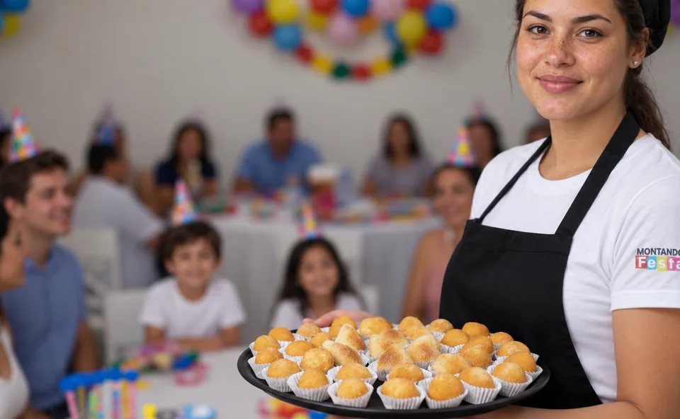 Salgados fritos na hora para festa infantil